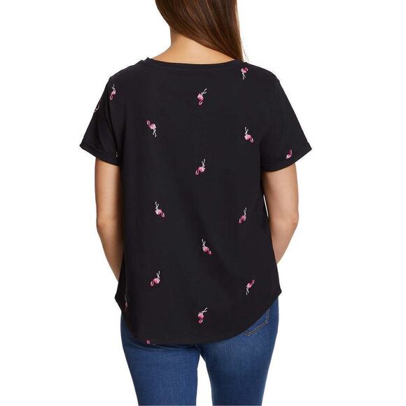 New! Vintage America Flamingos Embroidered Relaxed Fit Tee Cotton T-Shirt - Picture 3 of 4
